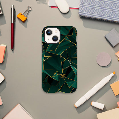 Personalized Emerald Green Tough iPhone Case - Luxury Double-Layer Protection iPhone 13 Mini