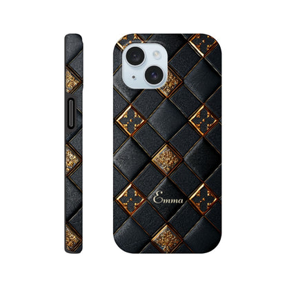 Personalized iPhone 16 and 15 Pro Max Cover,Luxury Checkers Pattern Tough Case,Custom Design,iPhone 16,15,14,13,12,11 iPhone 15