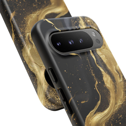 Golden Flow - Black &amp; Gold Marble Luxe Phone Case