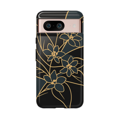 Golden Bloom - Elegant Floral Line Art Phone Case Google Pixel 8 Glossy