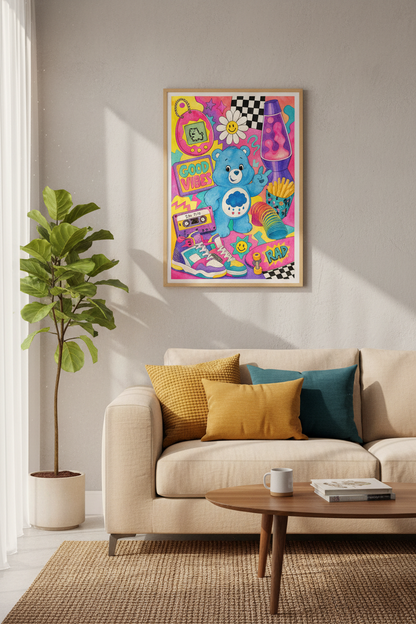 Retro Aesthetic Art Print | 90s Nostalgia Wall Decor | Colorful Y2K Poster
