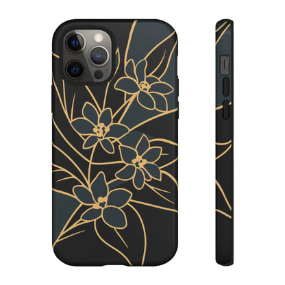 Golden Bloom - Elegant Floral Line Art Phone Case iPhone 12 Pro Glossy