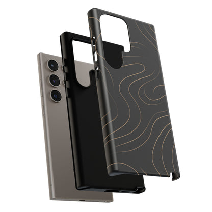 Noir Topograph - Black Minimalist Line Art Phone Case