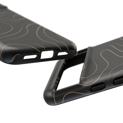 Noir Topograph - Black Minimalist Line Art Phone Case