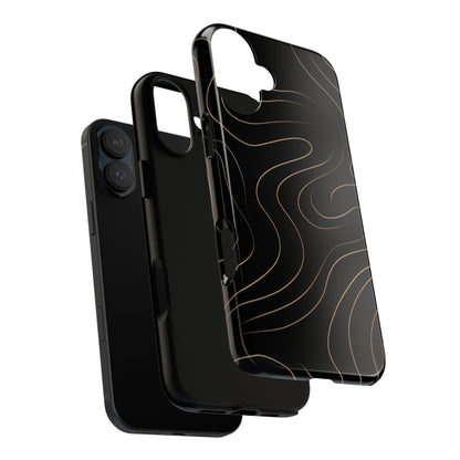 Noir Topograph - Black Minimalist Line Art Phone Case