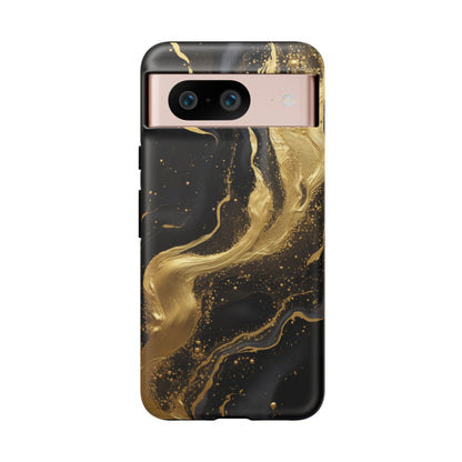 Golden Flow - Black &amp; Gold Marble Luxe Phone Case Google Pixel 8 Matte