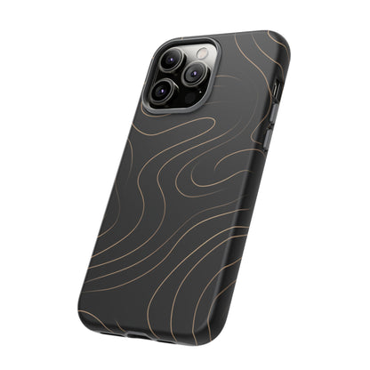 Noir Topograph - Black Minimalist Line Art Phone Case