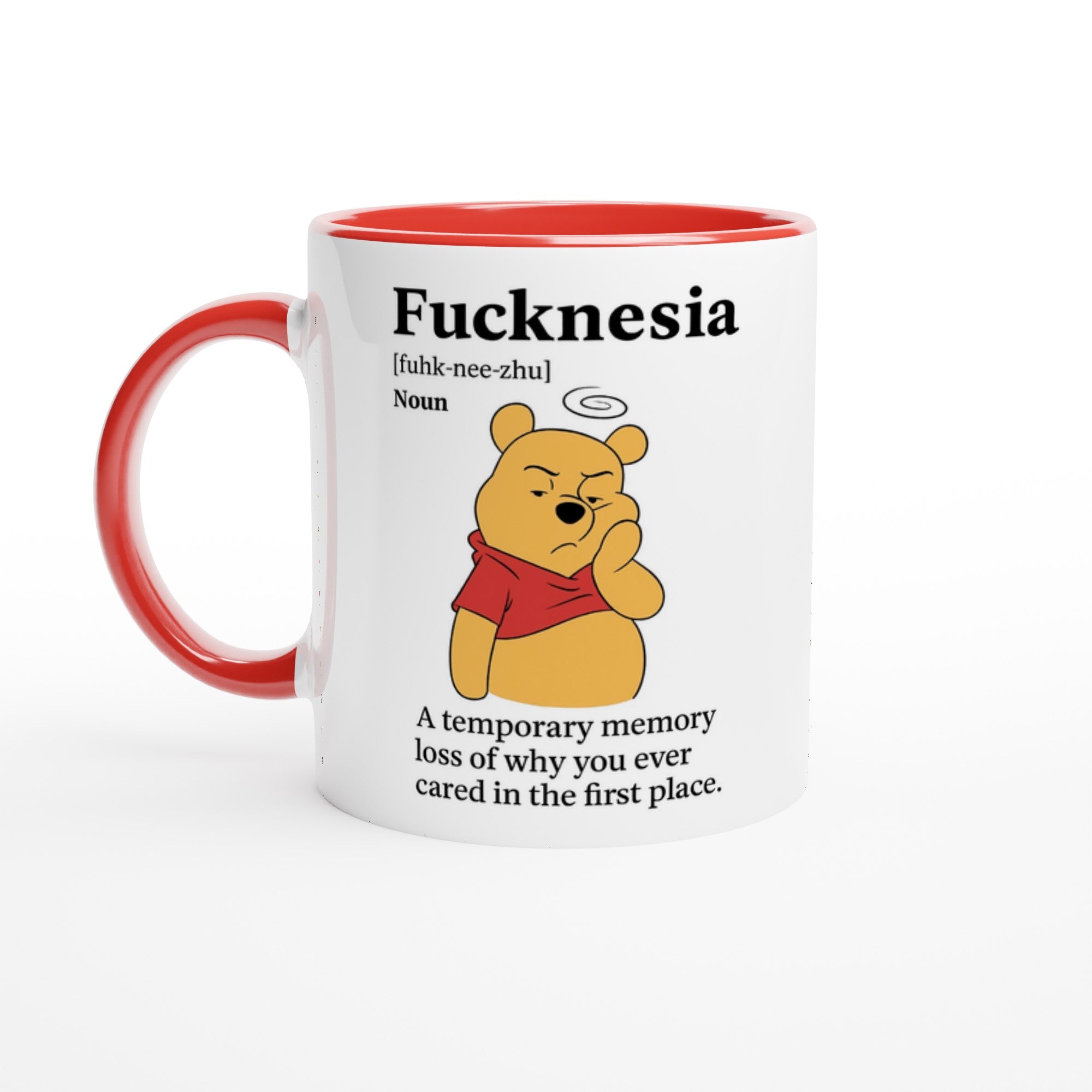Funny "F*cknesia" Definition Mug – 11oz Sarcastic Coffee Cup – Temporary Memory Loss Joke – Office Humor Gift for Coworkers or Friends Ceramic Red