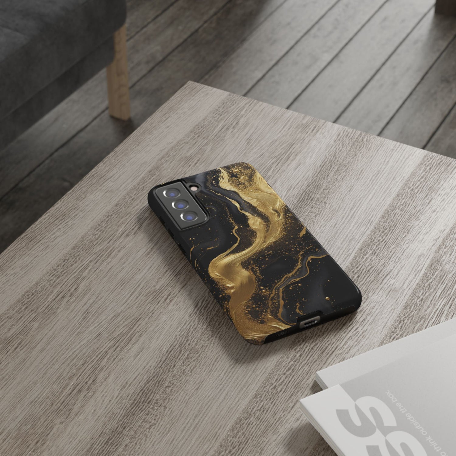 Golden Flow - Black &amp; Gold Marble Luxe Phone Case