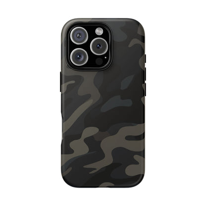 Black Camouflage Phone Case for iPhone, Samsung and Google Pixel iPhone 16 Pro Matte
