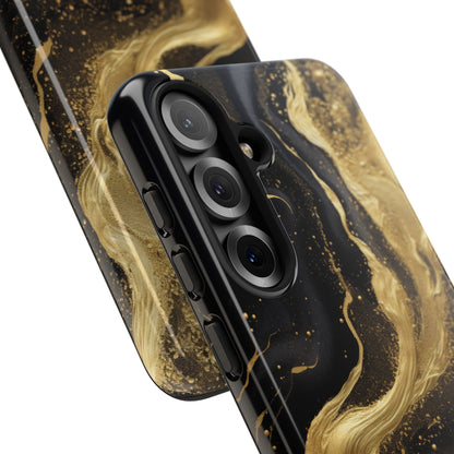 Golden Flow - Black &amp; Gold Marble Luxe Phone Case