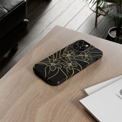 Golden Bloom - Elegant Floral Line Art Phone Case