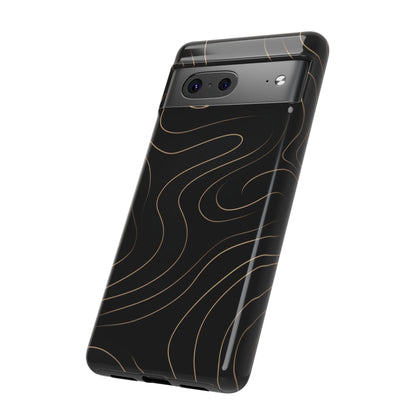Noir Topograph - Black Minimalist Line Art Phone Case