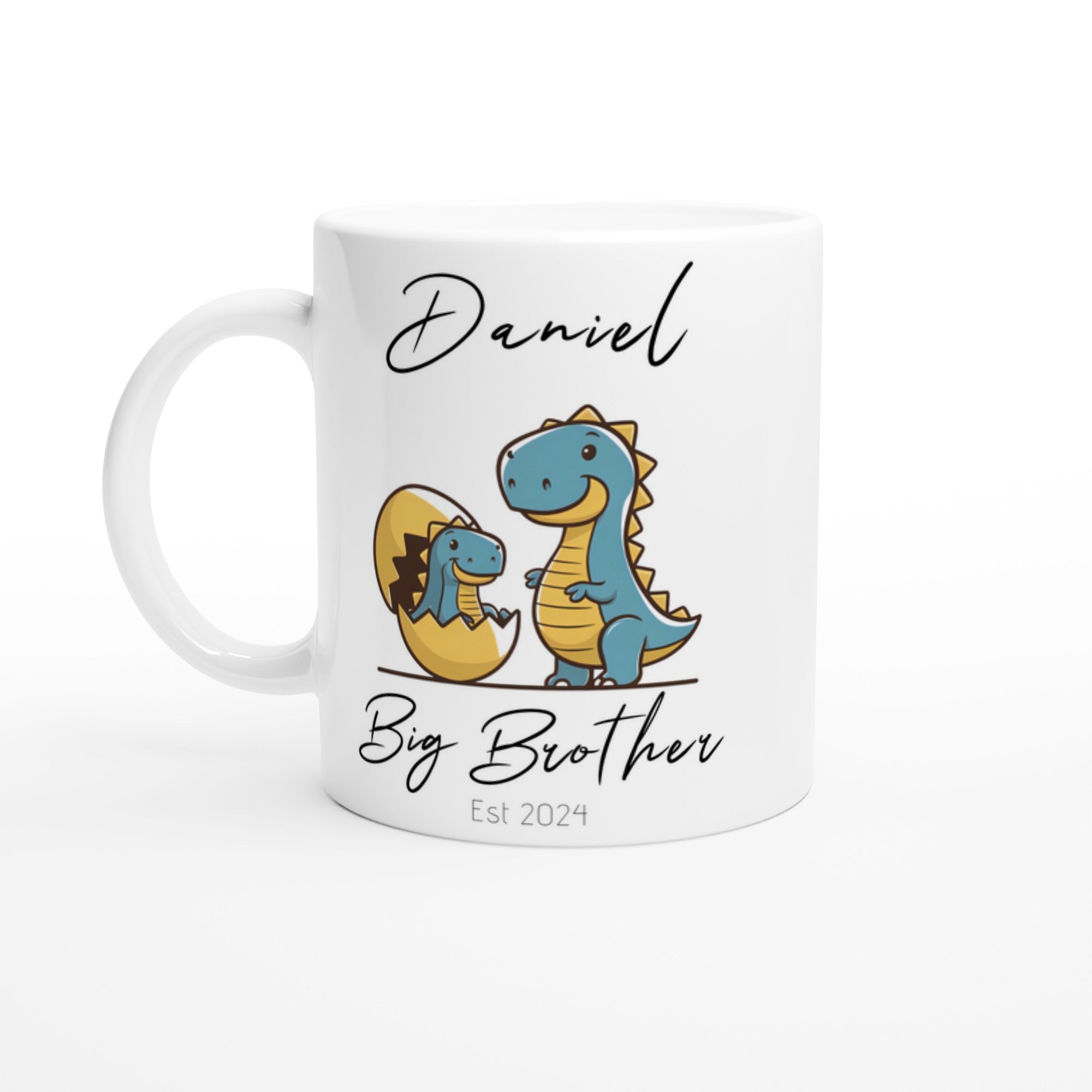 Personalized Dinosaur Big Brother Mug - Custom Name Printed siblings Coffee Cup, Big Brother Cup, Tea Mug, Pregnancy Announcement, 11oz Default Title