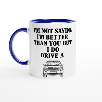 Funny Range Rover Mug – 11oz Luxury Car Driver Gift, Bold Statement Coffee Cup, Land Rover, Range Rover Lover Gift for Him or Her Ceramic Blue