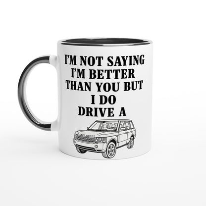 Range Rover Mug – Funny 11oz Coffee Cup for Luxury Car Lovers | Land Rover Gift Ceramic Black