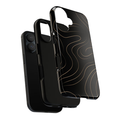 Noir Topograph - Black Minimalist Line Art Phone Case