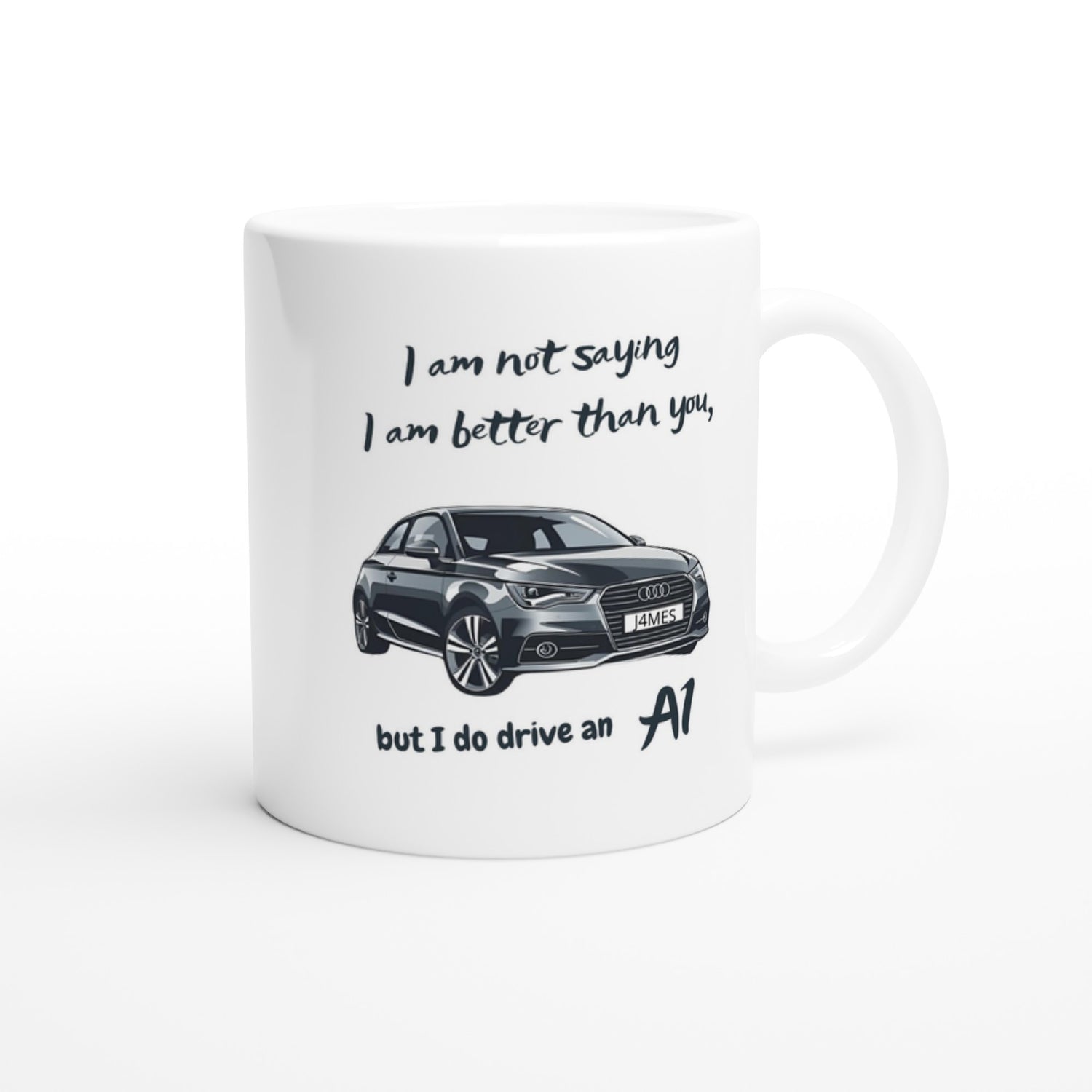 Funny Personalized Audi Mug - 11oz Ceramic Coffee Cup for Car Lovers - Dishwasher &amp; Microwave Safe Ceramic White
