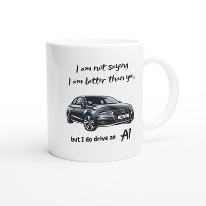 Funny Personalized Audi Mug - 11oz Ceramic Coffee Cup for Car Lovers - Dishwasher &amp; Microwave Safe Ceramic White