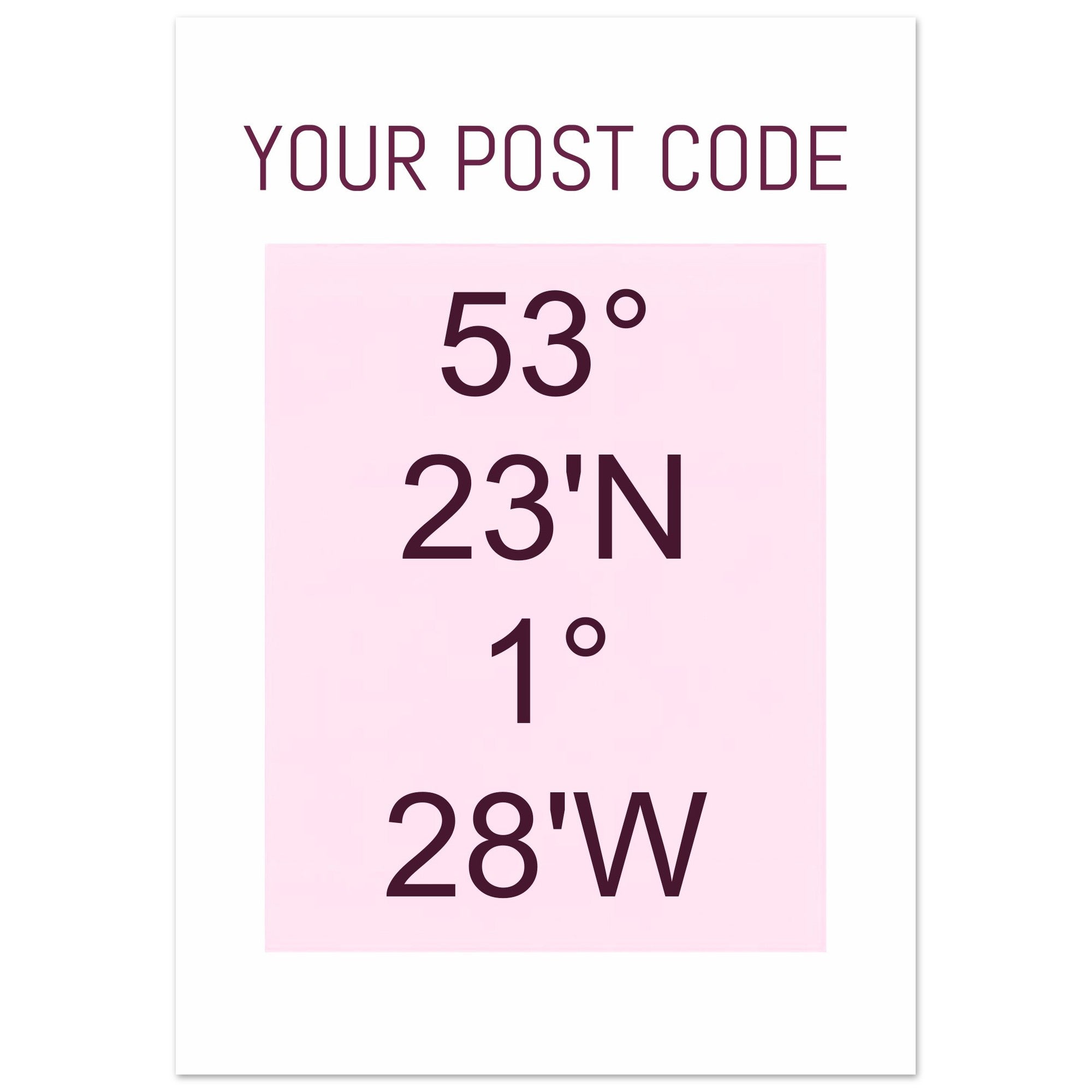 Personalised UK Post Code / Map or Custom Location Coordinates Poster ...