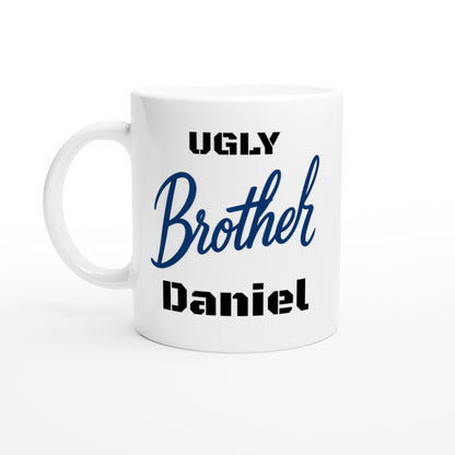 Brother Mug - Blue Brush Script Mug with Heart – Blue Calligraphy 11oz Coffee Cup – Gift for Brother, Birthday or Everyday Surprise