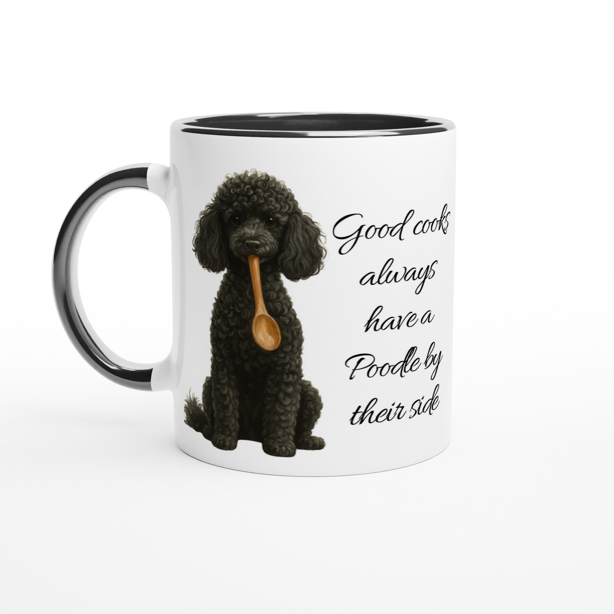 Good Cooks Mug - 11oz Coffee Cup with Poodle Design - Perfect Gift for Dog Lovers Ceramic Black