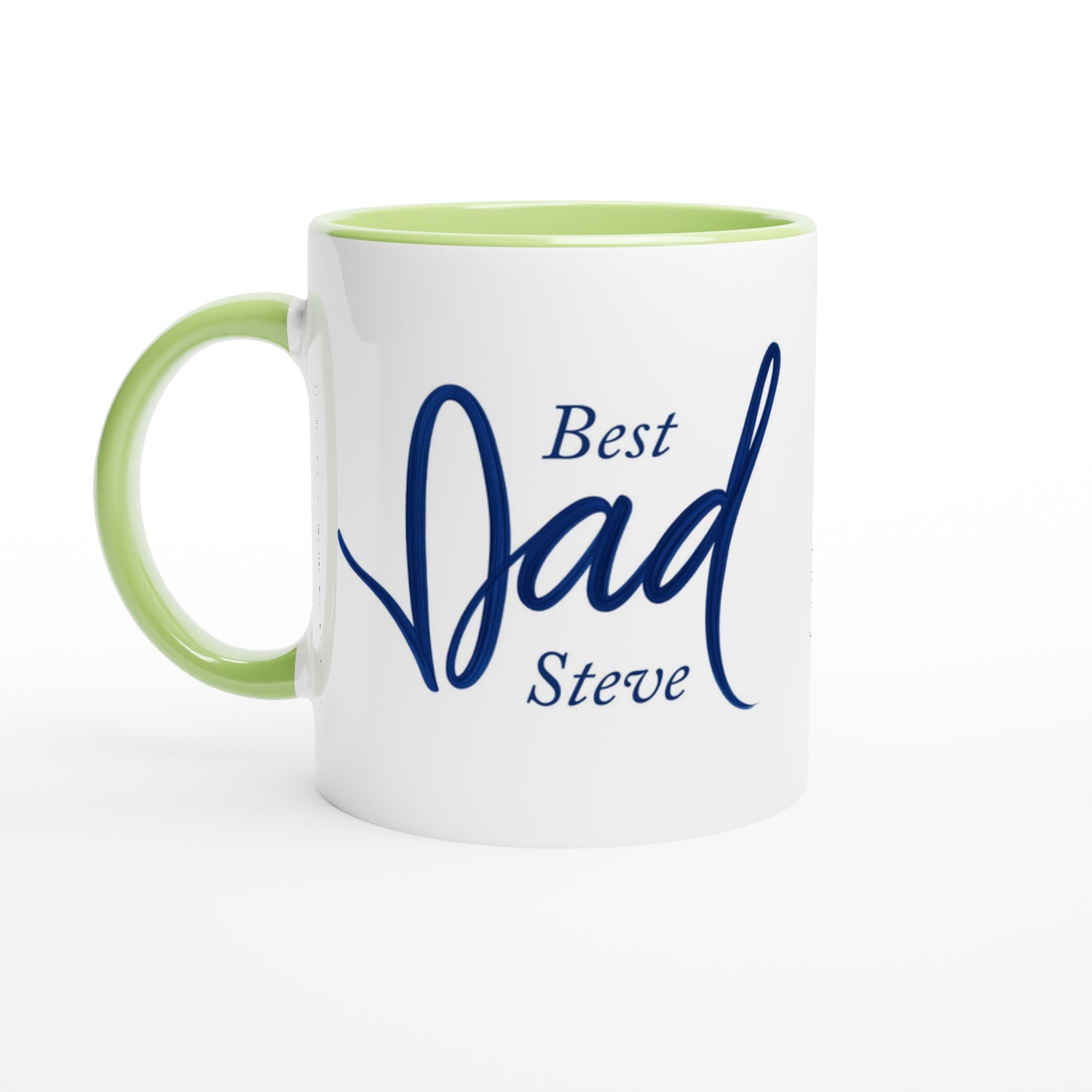 Dad Mug - Blue Brush Script Mug with Heart – Elegant Blue Calligraphy 11oz Coffee Cup – Father’s Day or Birthday Gift for Dad