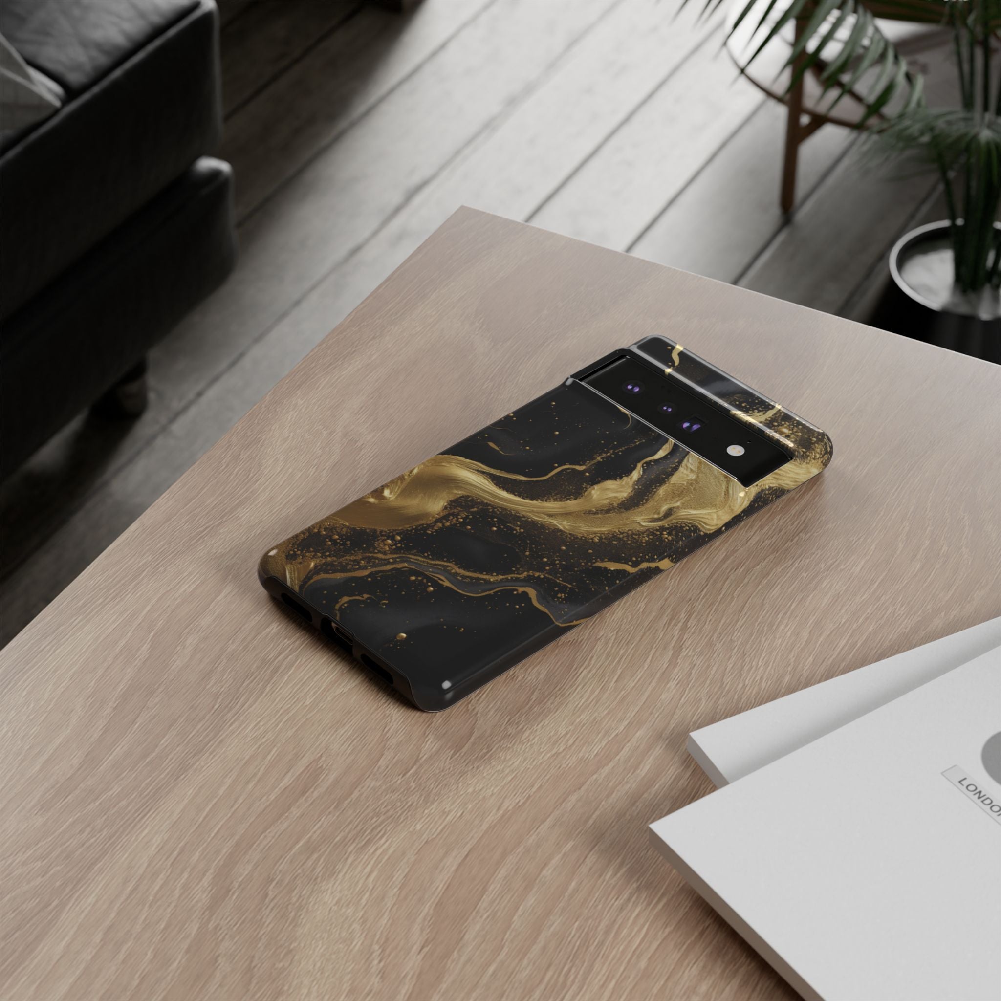 Golden Flow - Black &amp; Gold Marble Luxe Phone Case