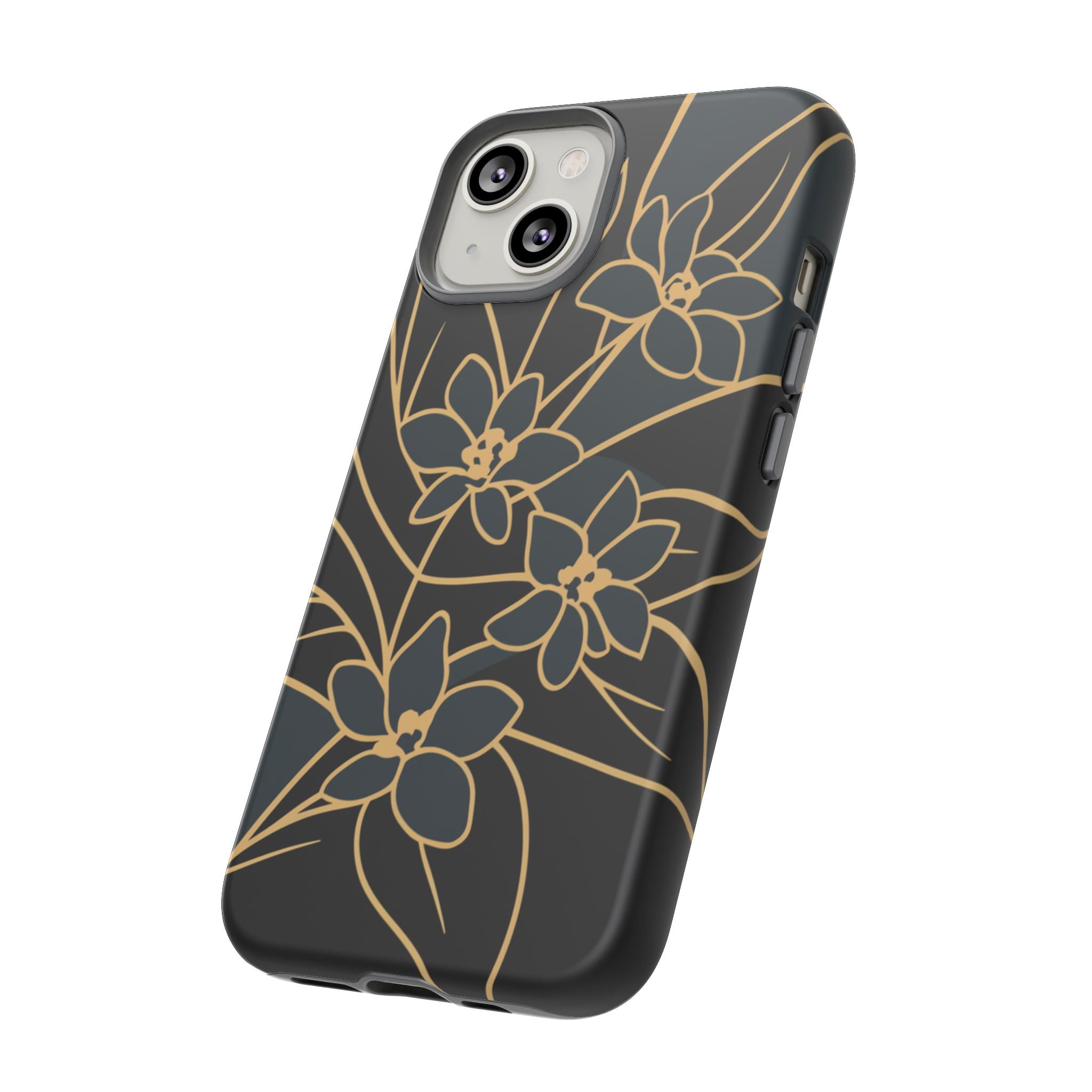 Golden Bloom - Elegant Floral Line Art Phone Case