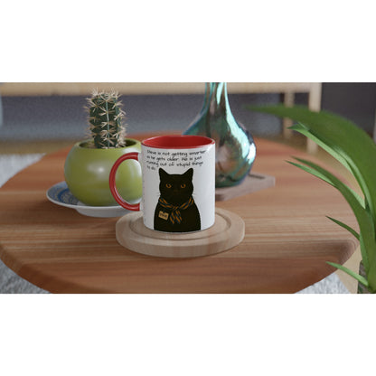 Steve Mysterious Cat Mug – Vintage Black Cat with Scarf – Funny 11oz Coffee Mug for Cat Lovers – Blank Name Tag – Quirky Animal Art Gift