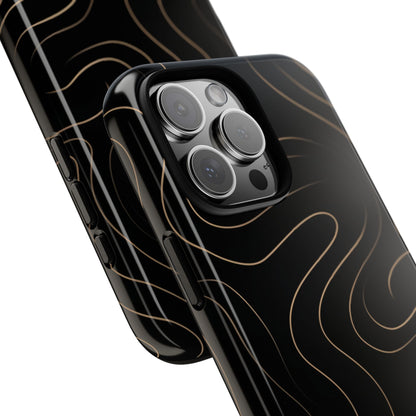 Noir Topograph - Black Minimalist Line Art Phone Case