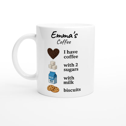 Personalized Coffee Mug - Custom Name Mug with Colorful Rim - Perfect Gift for Coffee Lovers Ceramic White