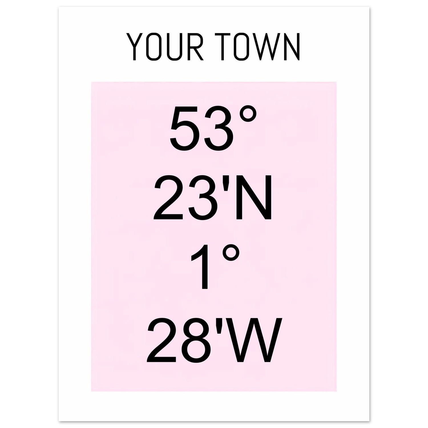 Personalized Map or Custom Location Coordinates Poster Print | Minimalist Unframed Wall Art Decor A3 A4 A5 15x20 cm 6x8″ Black and Pink