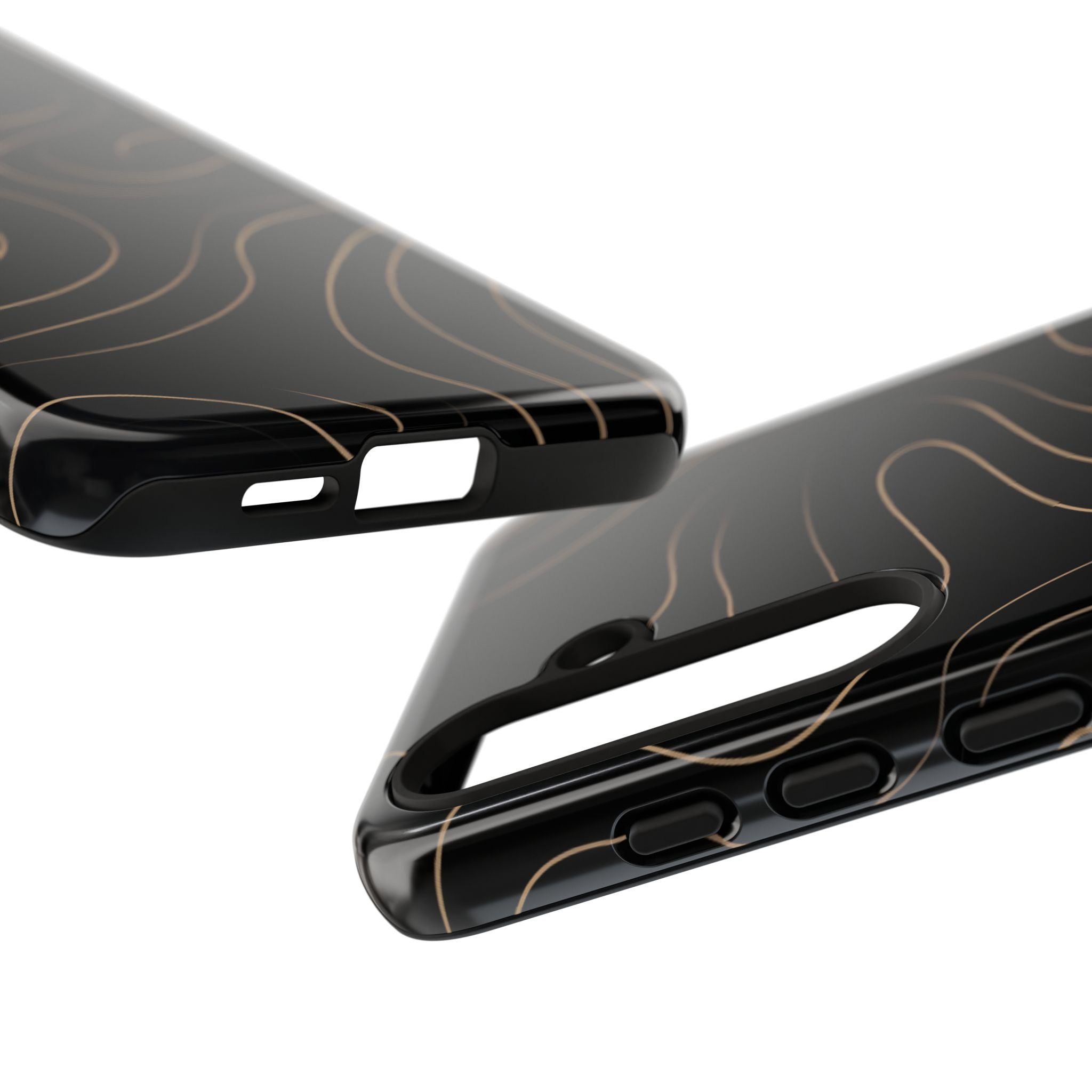 Noir Topograph - Black Minimalist Line Art Phone Case
