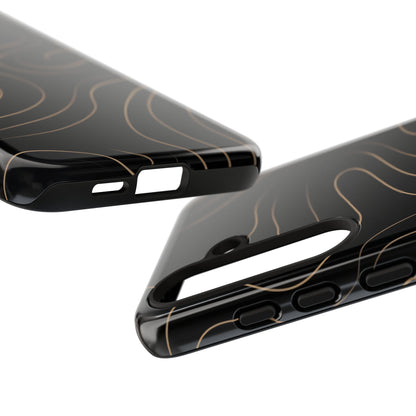 Noir Topograph - Black Minimalist Line Art Phone Case