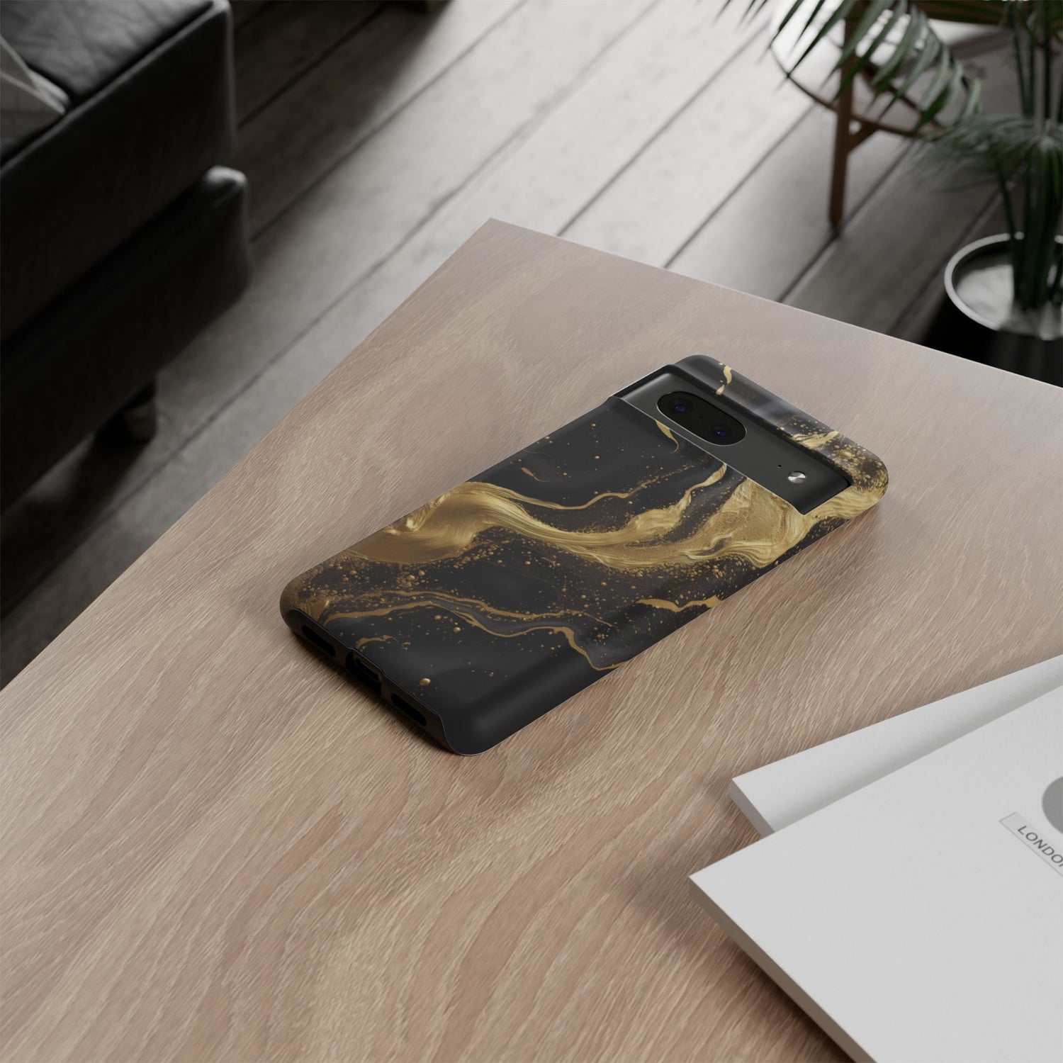 Golden Flow - Black &amp; Gold Marble Luxe Phone Case