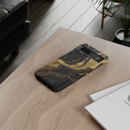 Golden Flow - Black &amp; Gold Marble Luxe Phone Case