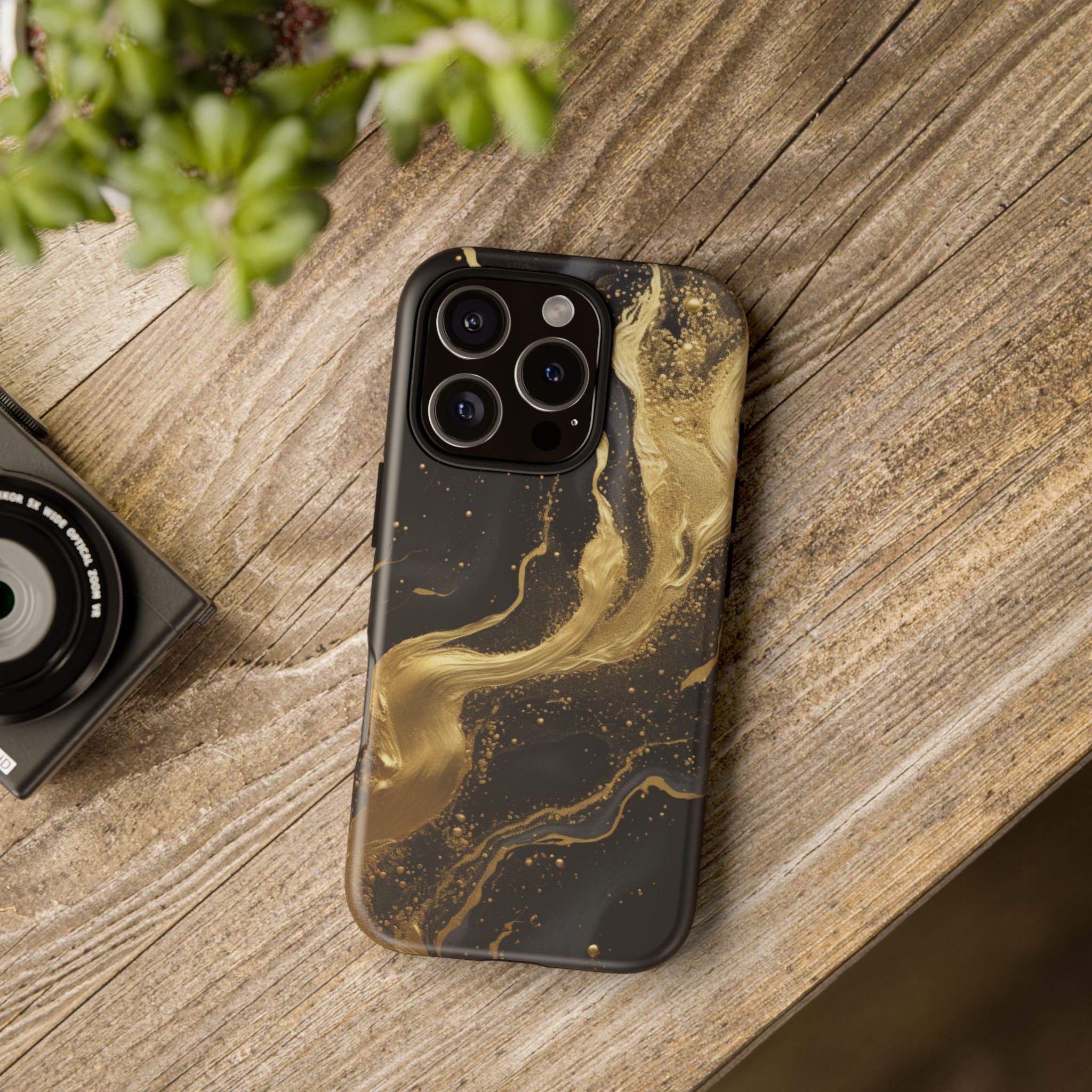 Golden Flow - Black &amp; Gold Marble Luxe Phone Case