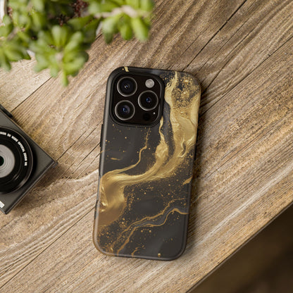 Golden Flow - Black &amp; Gold Marble Luxe Phone Case