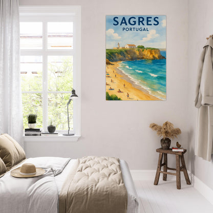 Sagres Portugal Beach Art Print – Coastal Watercolor Poster, Unframed Travel Wall Art in A3/A4 Sizes
