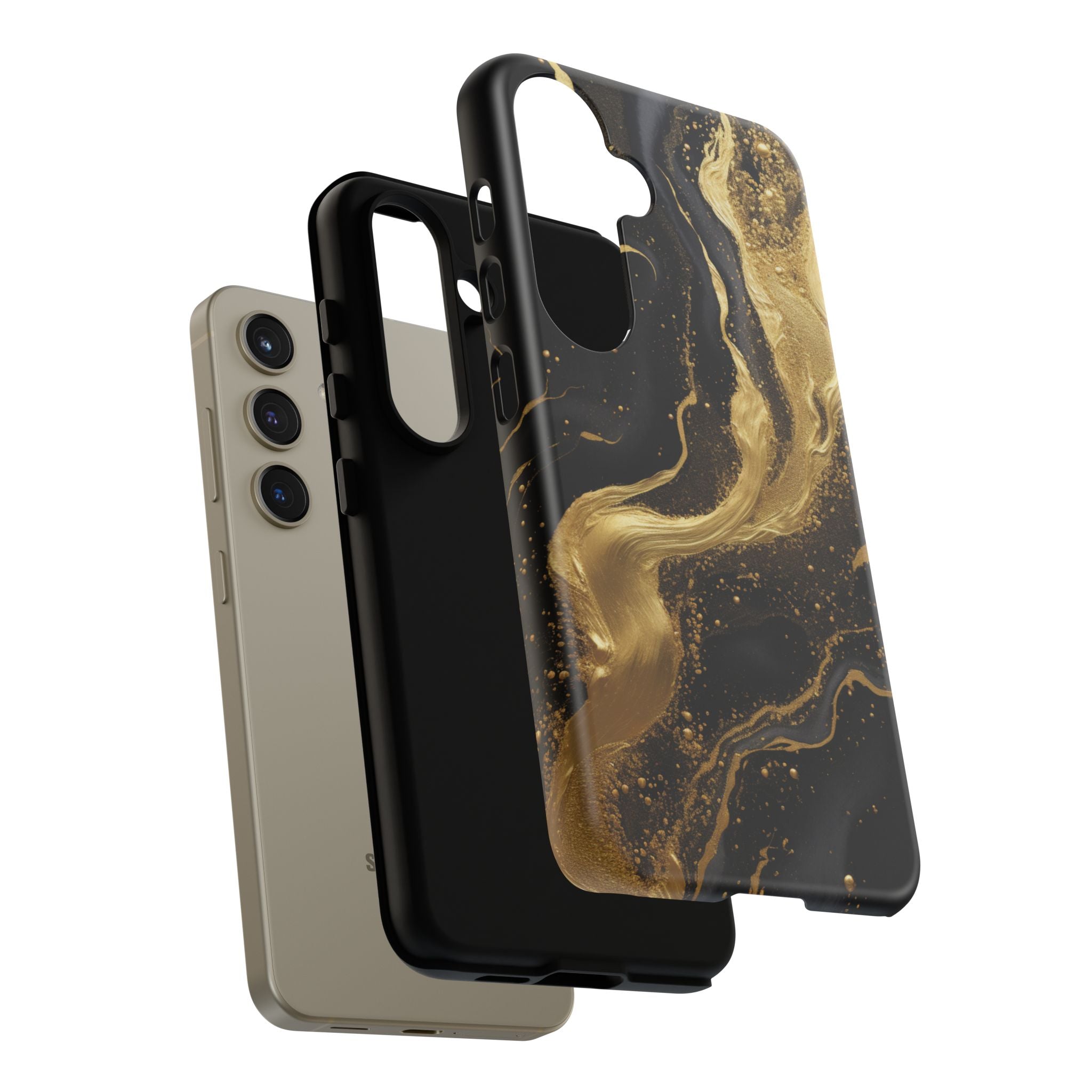 Golden Flow - Black &amp; Gold Marble Luxe Phone Case
