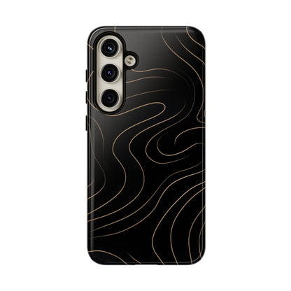 Noir Topograph - Black Minimalist Line Art Phone Case Samsung Galaxy S24 Plus Glossy