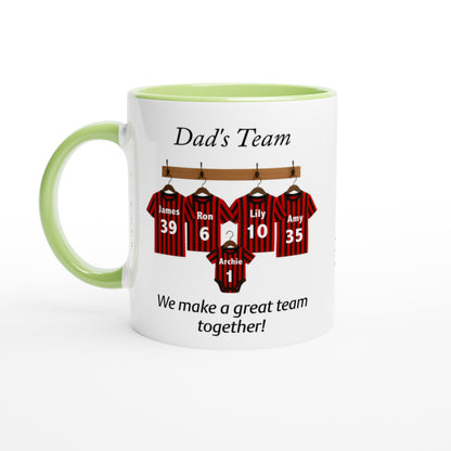 Personalized Dad Team Mug - Unique Football Fan Gift for Baby Announcement or Christmas Ceramic Green