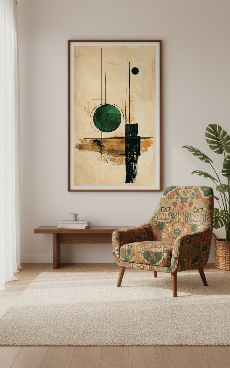 Emerald Axis – Abstract Geometric Art Print