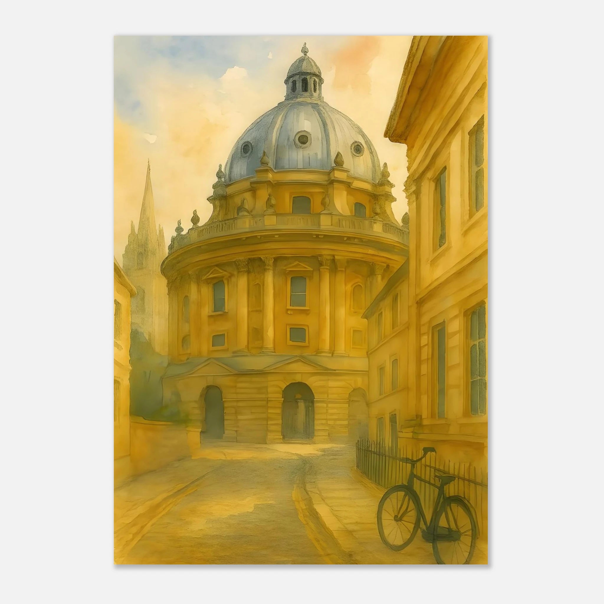 Oxford Radcliffe Camera Watercolour Poster – English University Architecture Art - Travel Print - Wall Art - A1, A2, A3, A4 Poster 21x29.7 cm 8x12"