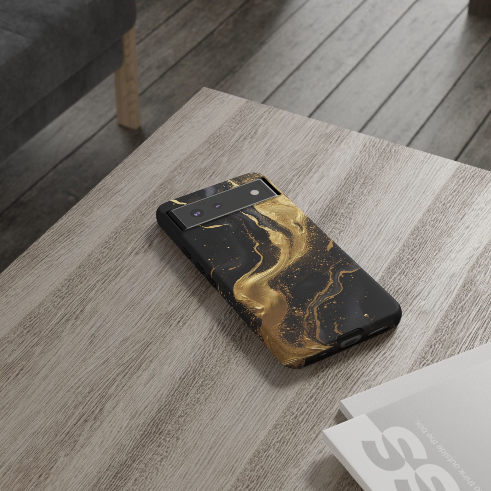 Golden Flow - Black &amp; Gold Marble Luxe Phone Case