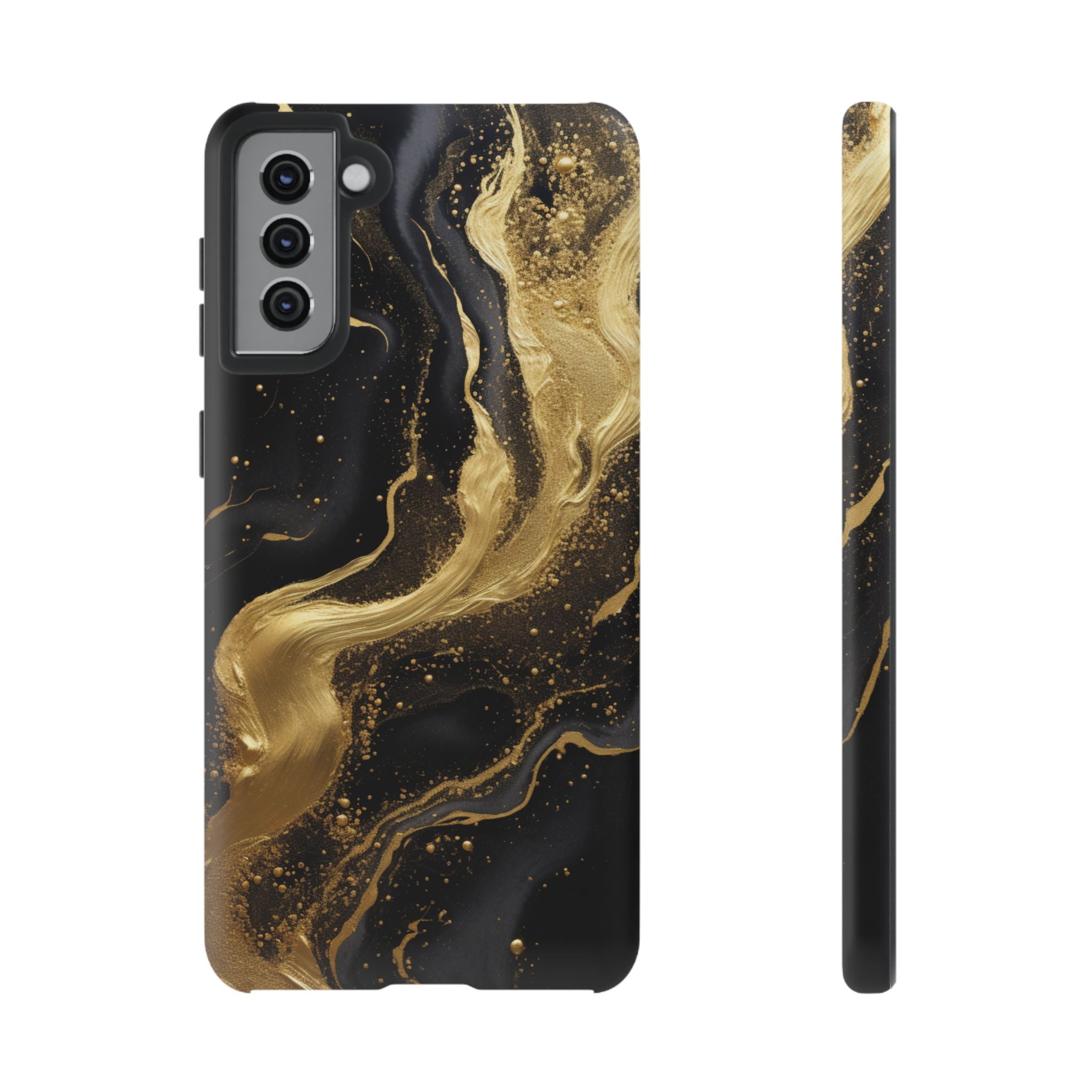 Golden Flow - Black &amp; Gold Marble Luxe Phone Case Samsung Galaxy S21 Plus Matte