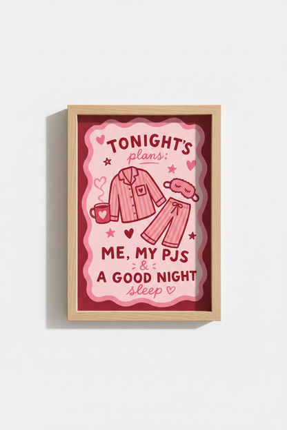 Coquette Room Decor | Pink Pajama Aesthetic Poster | Girly Bedroom Wall Art Print