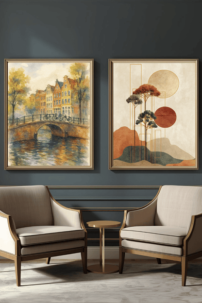 Amsterdam Canal Watercolor Print - Netherlands Travel Poster