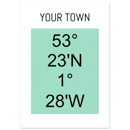 Personalized Map or Custom Location Coordinates Poster Print | Minimalist Unframed Wall Art Decor A3 A4 A5 A1 (59.4 x 84.1 cm) Black and Green